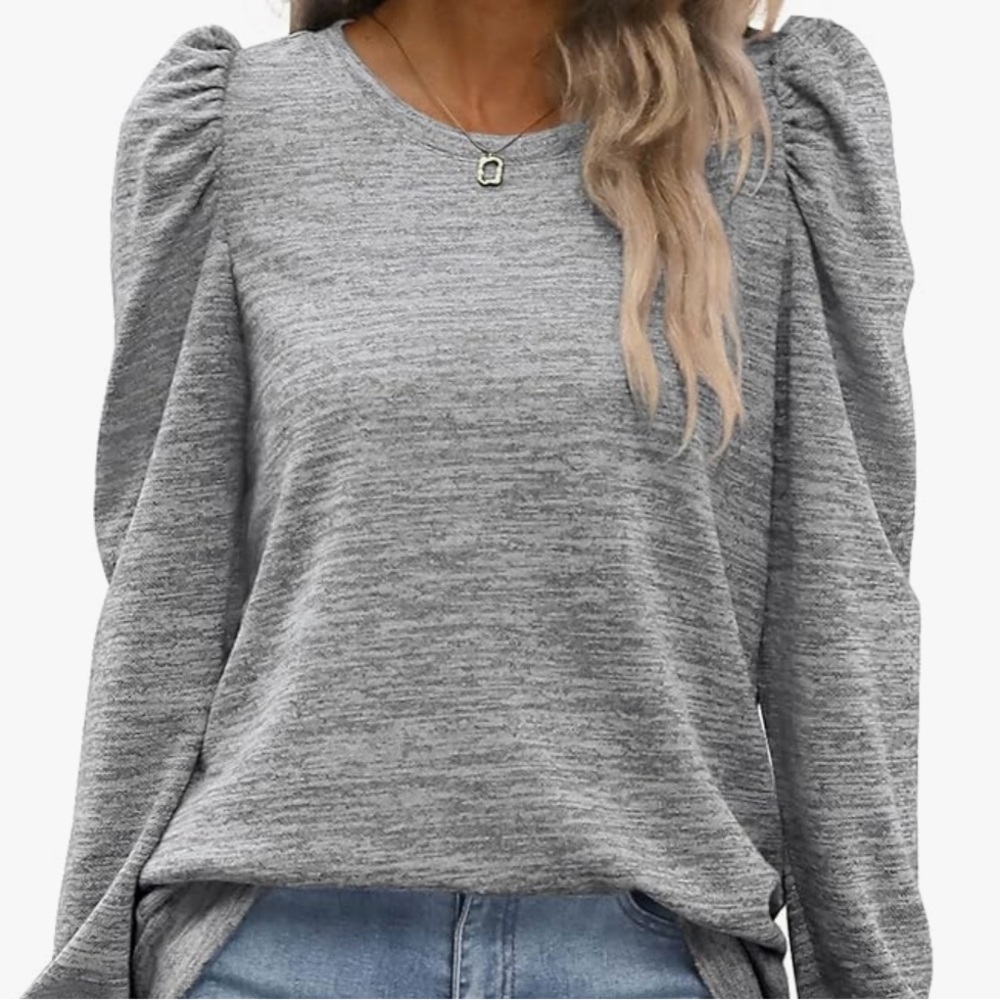 Gray Women's Puff Sleeve Top